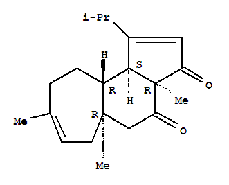 Cyclohept(e)indene-3,4-dione, 3a,5,5a,6,9,10,10a,10b-octahydro-3a,5a,8-trimethyl-1-(1-methylethyl)-, (3aR,5aR,10aR,10bS)- molecular structure