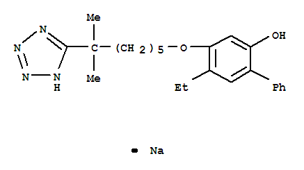 sodium 5-ethyl-4-{[6-methyl-6-(2H-tetrazol-5-yl)heptyl]oxy}biphenyl-2-olate molecular structure