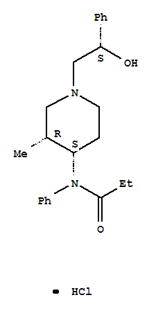 Propanamide,N-[1-(2-hydroxy-2-phenylethyl)-3-methyl-4-piperidinyl]-N-phenyl-,monohydrochloride, [3R-[1(S*),3a,4a]]- molecular structure