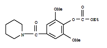 2,6-dimethoxy-4-(piperidin-1-ylcarbonyl)phenyl ethyl carbonate molecular structure