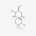 (2s,3r,6s)-2,8-dibromo-9-chloro-1,1,9-trimethyl-5-methylidenespiro[5.5]undecan-3-ol molecular structure