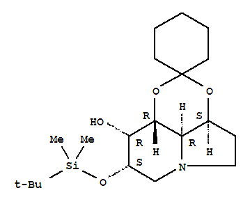 Spirocyclohexane-1,2-1,3dioxino4,5,6-hiindolizin-9-ol, 8-(1,1-dimethylethyl)dimethylsilyloxyoctahydro-, 3aS-(3a.alpha.,8.alpha.,9.alpha.,9a.beta.,9b.alpha.)-
