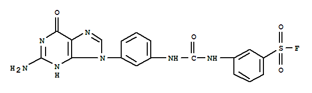 3-({[3-(2-amino-6-oxo-3,6-dihydro-9H-purin-9-yl)phenyl]carbamoyl}amino)benzenesulfonyl fluoride molecular structure