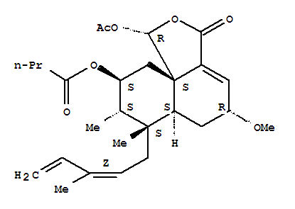Butanoic acid,(1R,5R,6aS,7S,8S,9S,10aS)-1-(acetyloxy)-3,5,6,6a,7,8,9,10-octahydro-5-methoxy-7,8-dimethyl-7-[(2Z)-3-methyl-2,4-pentadien-1-yl]-3-oxo-1H-naphtho[1,8a-c]furan-9-ylester
