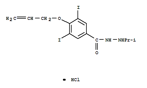 3,5-diiodo-N'-(propan-2-yl)-4-(prop-2-en-1-yloxy)benzohydrazide hydrochloride (1:1) molecular structure