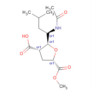 2,4-Furandicarboxylic acid,5-[(1R)-1-(acetylamino)-3-methylbutyl]tetrahydro-, 4-methyl ester,(2S,4S,5S)-rel- molecular structure