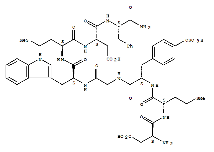 L-Phenylalaninamide, L-a-aspartyl-L-methionyl-O-sulfo-L-tyrosylglycyl-L-tryptophyl-L-methionyl-L-a-aspartyl- (9CI) molecular structure