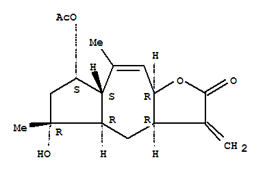 5-hydroxy-5,8-dimethyl-3-methylidene-2-oxo-2,3,3a,4,4a,5,6,7,7a,9a-decahydroazuleno[6,5-b]furan-7-yl acetate molecular structure