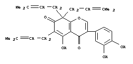 4H-1-Benzopyran-4,7(8H)-dione,3-(3,4-dihydroxyphenyl)-5-hydroxy-6,8,8-tris(3-methyl-2-buten-1-yl)- molecular structure