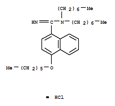 N,N-diheptyl-4-(hexyloxy)naphthalene-1-carboximidamide hydrochloride (1:1) molecular structure