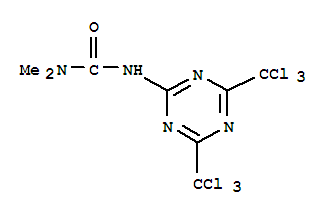 3-[4,6-bis(trichloromethyl)-1,3,5-triazin-2-yl]-1,1-dimethylurea molecular structure
