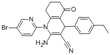 2-amino-1-(5-bromo-2-pyridinyl)-4-(4-ethylphenyl)-5-oxo-1,4,5,6,7,8-hexahydro-3-quinolinecarbonitrile molecular structure