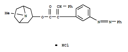 Benzeneacetic acid, 3-(phenylazo)-alpha-(phenylmethylene)-, 8-methyl-8 -azabicyclo(3.2.l)oct-3-yl ester, monohydrochloride, endo- molecular structure