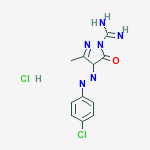 4-[(E)-(4-chlorophenyl)diazenyl]-3-methyl-5-oxo-4,5-dihydro-1H-pyrazole-1-carboximidamide hydrochloride (1:1) molecular structure