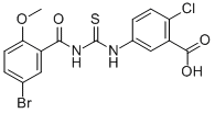 5-[[[(5-BROMO-2-METHOXYBENZOYL)AMINO]THIOXOMETHYL]AMINO]-2-CHLORO-BENZOIC ACID molecular structure