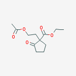 Cyclopentanecarboxylic acid, 1-[2-(acetyloxy)ethyl]-2-oxo-, ethyl ester