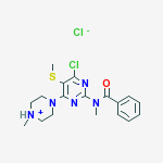 4-{2-[benzoyl(methyl)amino]-6-chloro-5-(methylsulfanyl)pyrimidin-4-yl}-1-methylpiperazin-1-ium chloride molecular structure