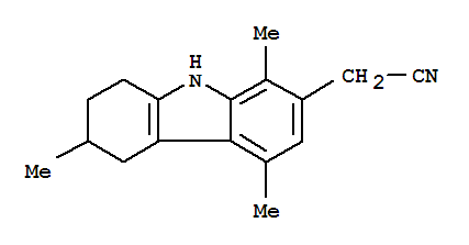 (3,5,8-trimethyl-2,3,4,9-tetrahydro-1H-carbazol-7-yl)acetonitrile molecular structure