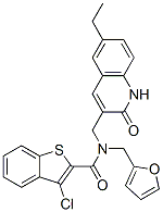 Benzo[b]thiophene-2-carboxamide, 3-chloro-N-[(6-ethyl-1,2-dihydro-2-oxo-3-quinolinyl)methyl]-N-(2-furanylmethyl)- (9CI) molecular structure