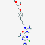 3,5-diamino-6-chloro-n-[n'-[4-[4-(2,3-dihydroxypropoxy)phenyl]butyl]carbamimidoyl]pyrazine-2-carboxamide molecular structure