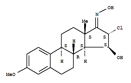 (17Z)-16-chloro-15-hydroxy-3-methoxyestra-1,3,5(10)-trien-17-one oxime molecular structure