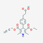 3-(4-{3-(ethoxycarbonyl)-2,6-dimethyl-5-[(prop-2-yn-1-yloxy)carbonyl]-1,4-dihydropyridin-4-yl}phenyl)propanoic acid molecular structure