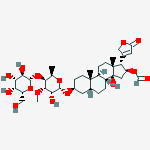 (3beta,5beta,16beta)-3-((6-Deoxy-4-O-beta-D-glucopyranosyl-3-O-methyl-beta-D-galactopyranosyl)oxy)-14,16-dihydroxycard-20(22)-enolide 16-formate molecular structure