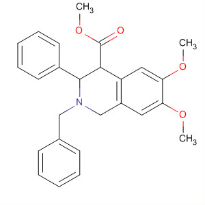 4-Isoquinolinecarboxylic acid,1,2,3,4-tetrahydro-6,7-dimethoxy-3-phenyl-2-(phenylmethyl)-, methylester, cis- molecular structure