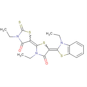 4-Thiazolidinone,3-ethyl-5-(3-ethyl-2(3H)-benzothiazolylidene)-2-(3-ethyl-4-oxo-2-thioxo-5-thiazolidinylidene)- molecular structure