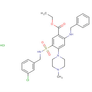 Benzoic acid,5-[[[(3-chlorophenyl)methyl]amino]sulfonyl]-4-(4-methyl-1-piperazinyl)-2-[(phenylmethyl)amino]-, ethyl ester, monohydrochloride