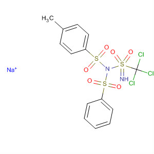 Benzenesulfonamide,4-methyl-N-[N-(phenylsulfonyl)-S-(trichloromethyl)sulfinimidoyl]-, sodiumsalt molecular structure
