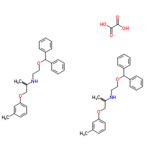 N-[2-(diphenylmethoxy)ethyl]-1-(3-methylphenoxy)propan-2-amine ethanedioate (2:1) molecular structure