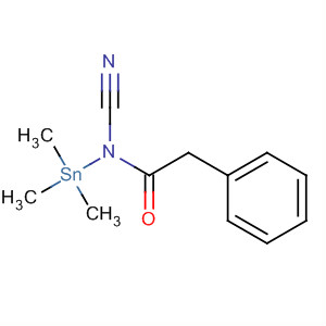Benzeneacetamide, N-cyano-N-(trimethylstannyl)- molecular structure