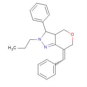 Pyrano[4,3-c]pyrazole,2,3,3a,4,6,7-hexahydro-3-phenyl-7-(phenylmethylene)-2-propyl- molecular structure