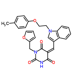 (5Z)-1-(furan-2-ylmethyl)-5-({1-[2-(4-methylphenoxy)ethyl]-1H-indol-3-yl}methylidene)pyrimidine-2,4,6(1H,3H,5H)-trione