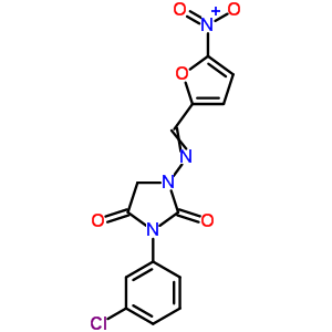 3-(3-chlorophenyl)-1-{[(5-nitrofuran-2-yl)methylidene]amino}imidazolidine-2,4-dione molecular structure