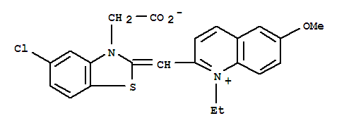 Quinolinium, 2-((3-(carboxymethyl)-5-chloro-2(3H)-benzothiazolylidene)methyl)-1-ethyl-6-methoxy-, inner salt molecular structure
