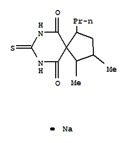 sodium 1,2-dimethyl-10-oxo-4-propyl-8-thioxo-7,9-diazaspiro[4.5]dec-6-en-6-olate molecular structure