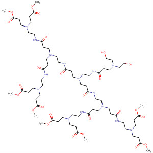 4,7,11,14,18,22,25,29,32-Nonaazapentatriacontanedioic acid,18-[2-[[3-[bis(2-hydroxyethyl)amino]-1-oxopropyl]amino]ethyl]-11,25-bis[3-[[2-[bis(3-methoxy-3-oxopropyl)amino]ethyl]amino]-3-oxopropyl]-4,32-bis(3-methoxy-3-oxopropyl)-8,15,21,28-tetraoxo-, dimet molecular structure