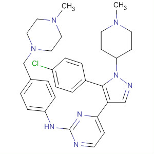 2-Pyrimidinamine,4-[5-(4-chlorophenyl)-1-(1-methyl-4-piperidinyl)-1H-pyrazol-4-yl]-N-[4-[(4-methyl-1-piperazinyl)methyl]phenyl]- molecular structure