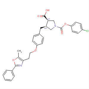 1,3-Pyrrolidinedicarboxylic acid,4-[[4-[2-(5-methyl-2-phenyl-4-oxazolyl)ethoxy]phenyl]methyl]-,1-(4-chlorophenyl) ester, (3R,4S)-rel-