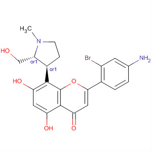 4H-1-Benzopyran-4-one,2-(4-amino-2-bromophenyl)-5,7-dihydroxy-8-[(2R,3S)-2-(hydroxymethyl)-1-methyl-3-pyrrolidinyl]-, rel- molecular structure