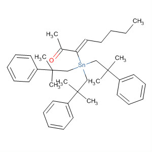 3-Octen-2-one, 3-[tris(2-methyl-2-phenylpropyl)stannyl]-, (3Z)- molecular structure