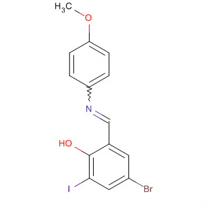 Phenol, 4-bromo-2-iodo-6-[[(4-methoxyphenyl)imino]methyl]- molecular structure