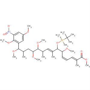 2,4,8-Pentadecatrienoic acid,15-(2,5-dimethoxy-3-nitrophenyl)-7-[[(1,1-dimethylethyl)dimethylsilyl]oxy]-6,11,12,15-tetramethoxy-2,8,10,14-tetramethyl-, methyl ester,(2E,4Z,6S,7S,8E,10S,11R,12S,14S,15R)- molecular structure