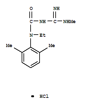 1-(2,6-dimethylphenyl)-1-ethyl-3-(methylcarbamimidoyl)urea hydrochloride molecular structure