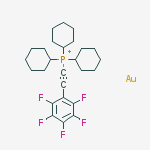 Gold, [(pentafluorophenyl)ethynyl](tricyclohexylphosphine)- molecular structure