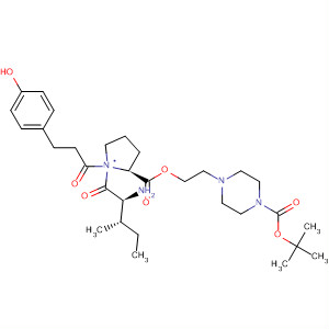 L-Proline, N-[3-(4-hydroxyphenyl)-1-oxopropyl]-L-isoleucyl-,2-[4-[(1,1-dimethylethoxy)carbonyl]-1-piperazinyl]ethyl ester molecular structure