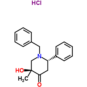 (2s,5s)-1-benzyl-5-hydroxy-5-methyl-2-phenylpiperidin-4-one;hydrochloride molecular structure