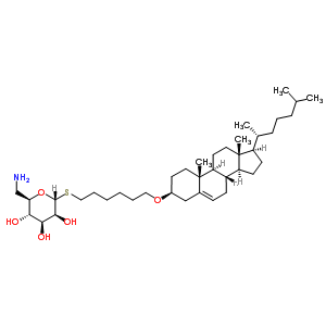 6-[(3beta)-cholest-5-en-3-yloxy]hexyl 6-amino-6-deoxy-1-thio-alpha-D-mannopyranoside molecular structure